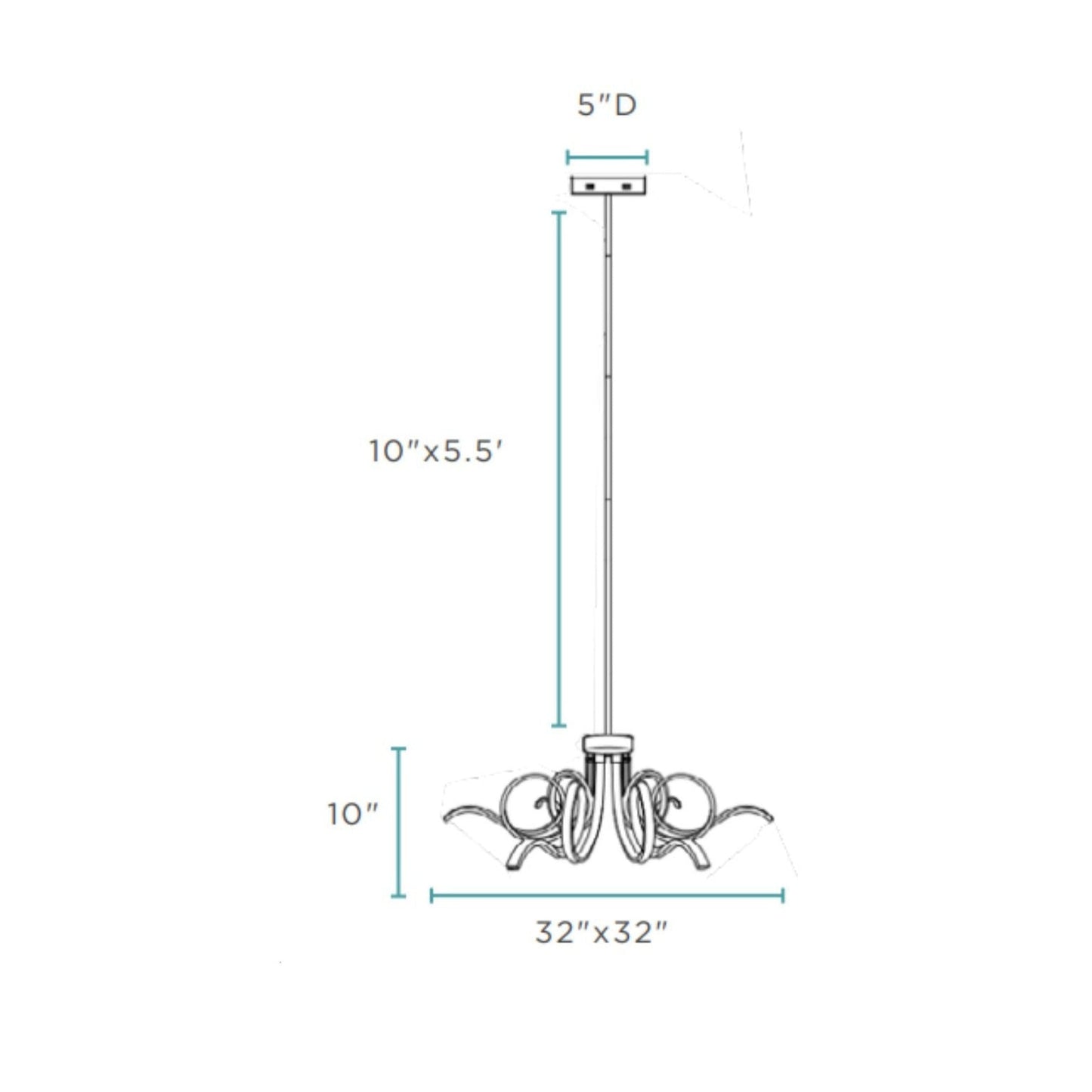 Magnolia LED Adjustable Chandelier - Sandy Gold Finish, 6 LED Strips, and Dimmable Lighting