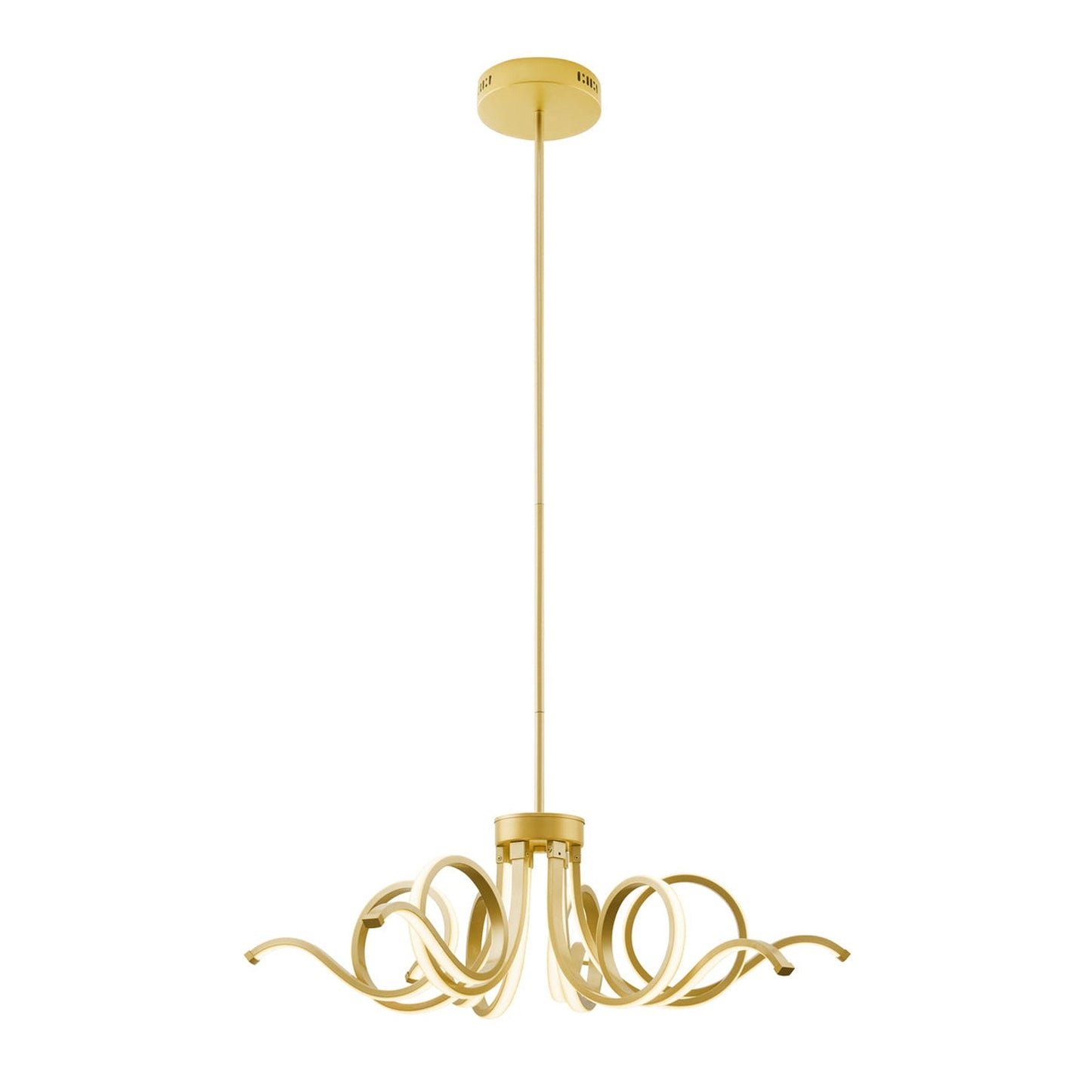 Magnolia LED Adjustable Chandelier - Sandy Gold Finish, 6 LED Strips, and Dimmable Lighting