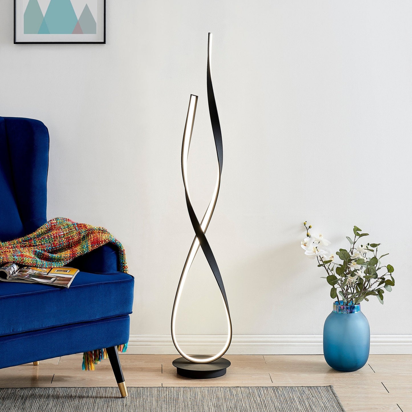 Matte Black Vienna LED 55" Tall Floor Lamp | Dimmable Modern Lighting with Futuristic Design