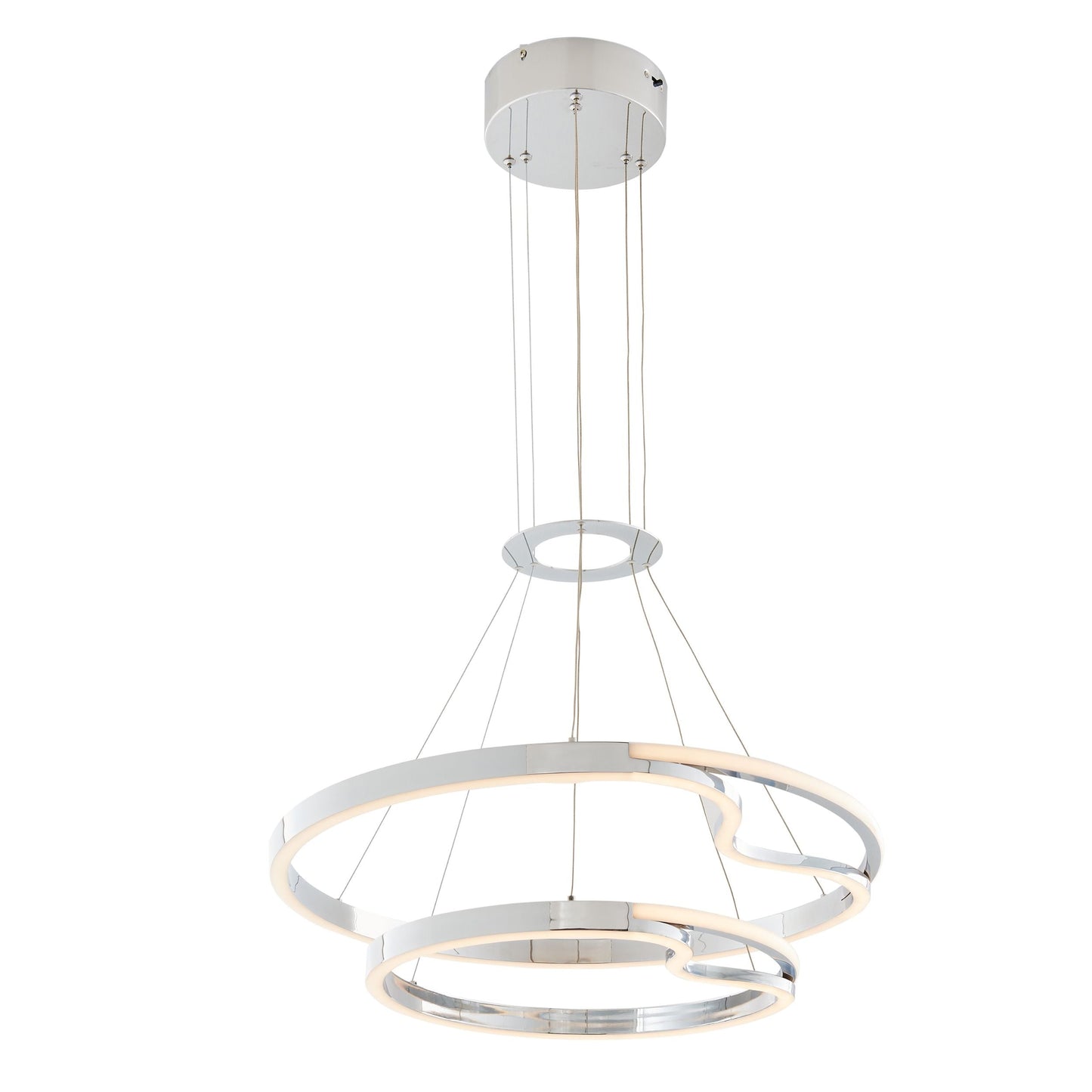 Minsk Double Round LED Integrated Chandelier - Chrome, Adjustable with CCT Lighting