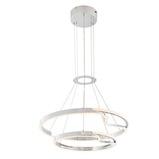 Minsk Double Round LED Integrated Chandelier - Chrome, Adjustable with CCT Lighting