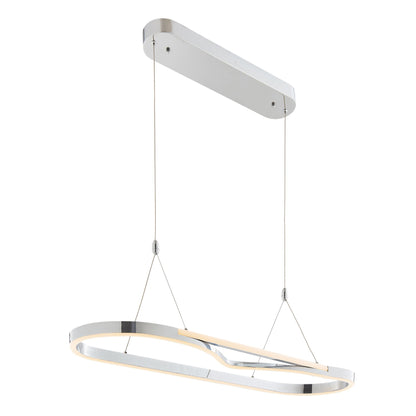 Minsk Single Rectangular LED Integrated Chandelier - Chrome, Adjustable with CCT Lighting