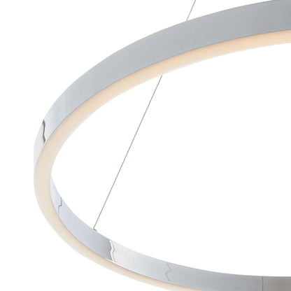 Minsk Single Round LED Integrated Chandelier - Chrome, Adjustable with CCT Lighting