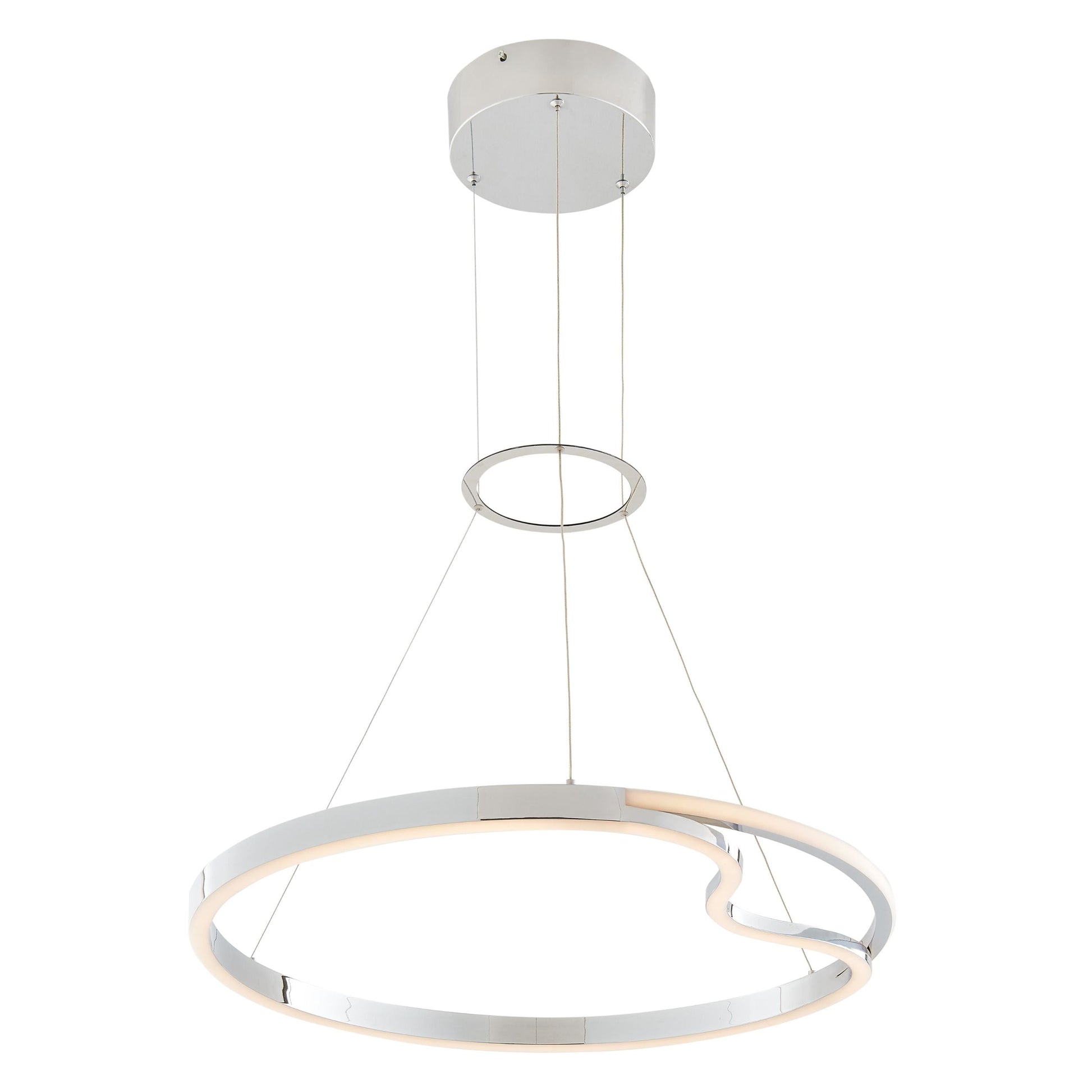 Minsk Single Round LED Integrated Chandelier - Chrome, Adjustable with CCT Lighting