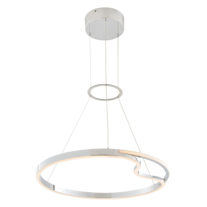 Minsk Single Round LED Integrated Chandelier - Chrome, Adjustable with CCT Lighting