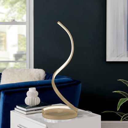 Modern Spiral Integrated LED Table Lamp - Gold | 31" Tall Dimmable Contemporary Lighting