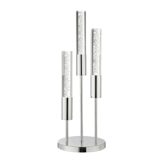 Modern Table Lamp with Acrylic Tubes - 3 Light | Chrome Finish with LED GU10 Bulbs