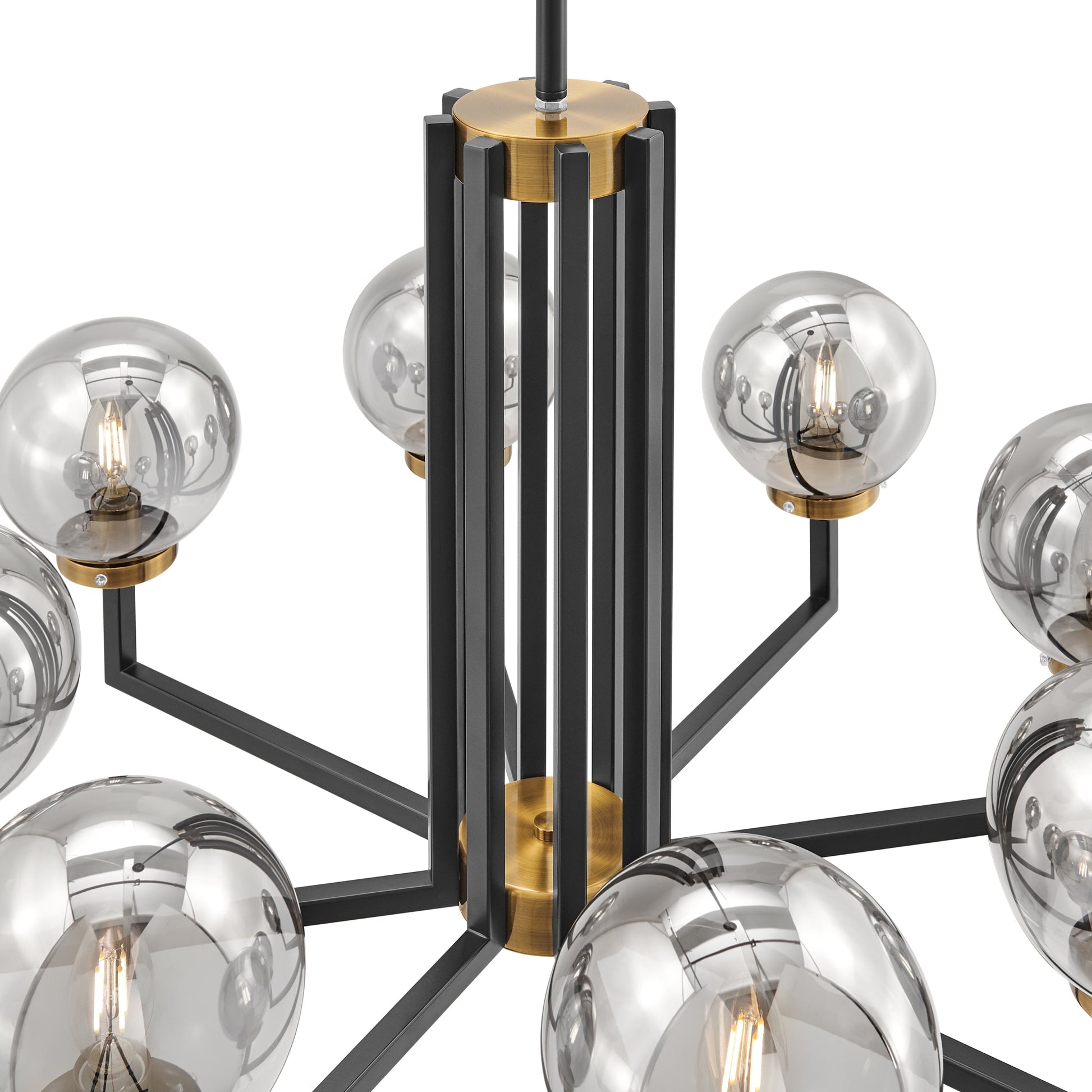 Monachopsis Large Gold & Black Chandelier - 8-Light Modern Mid-Century Design