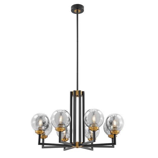 Monachopsis Large Gold & Black Chandelier - 8-Light Modern Mid-Century Design