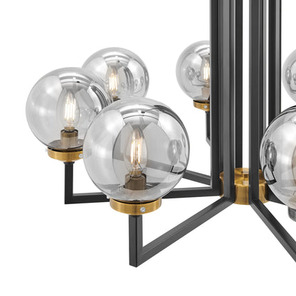 Monachopsis Small Gold & Black Chandelier - 5-Light Mid-Century Modern Design with Adjustable Height