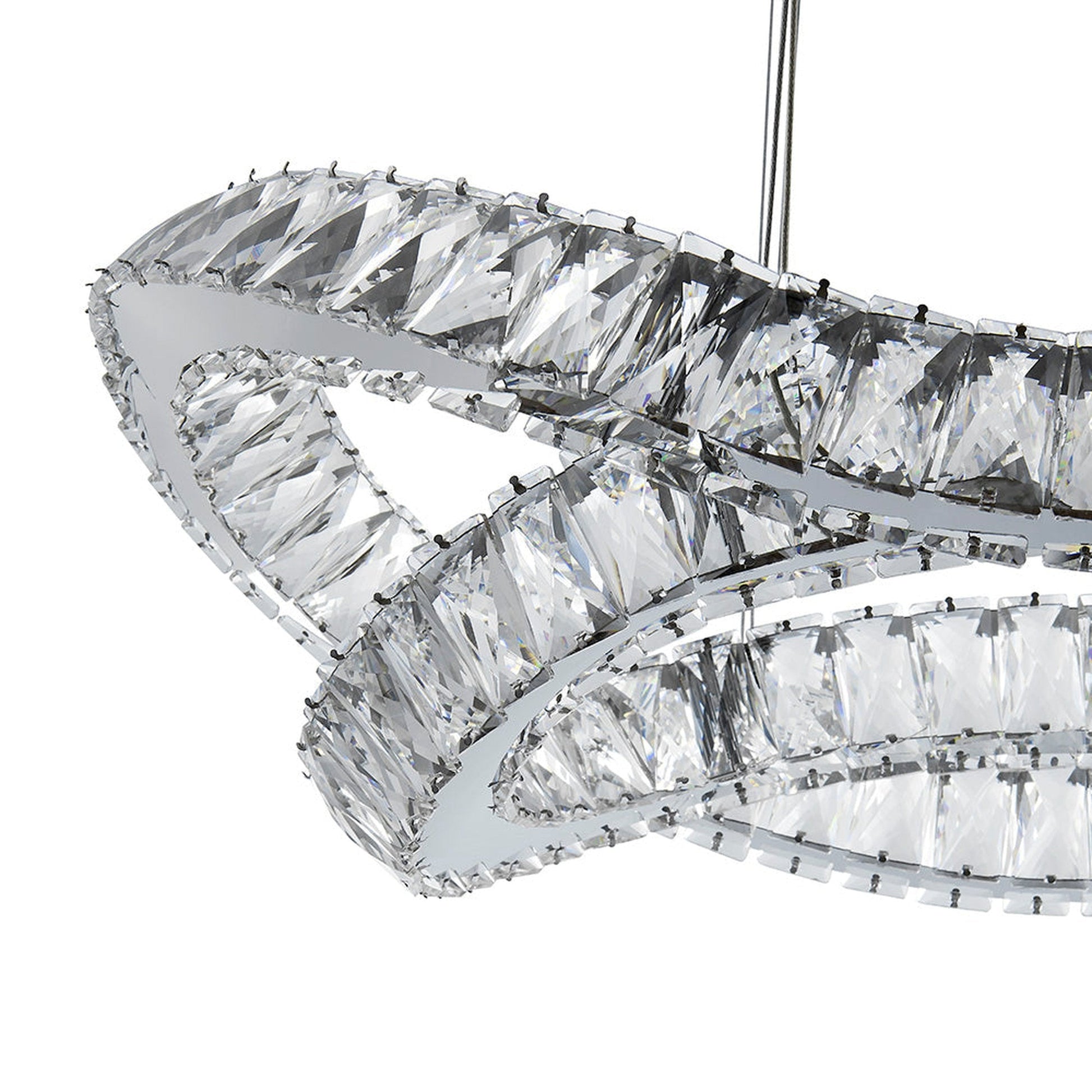 Monroe Crystal Chandelier - Chrome Finish, Adjustable Height, and Dimmable LED Lighting