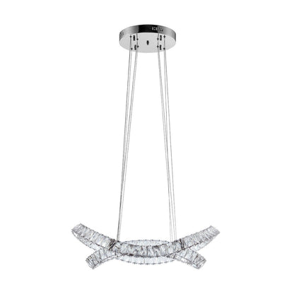 Monroe Crystal Chandelier - Chrome Finish, Adjustable Height, and Dimmable LED Lighting