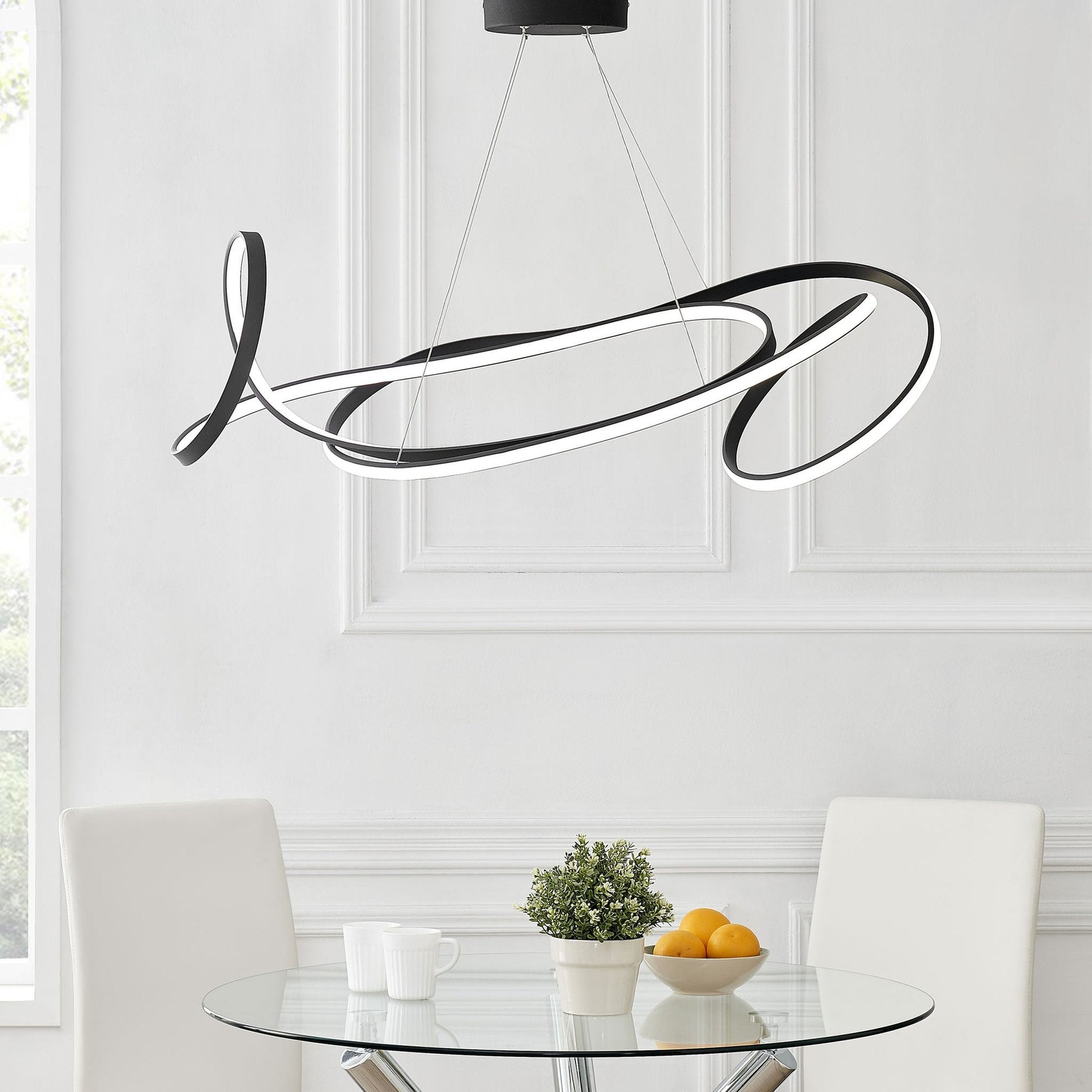 Moscow LED Chandelier - Black Finish, Adjustable Hanging Length, and Dimmable LED Lighting