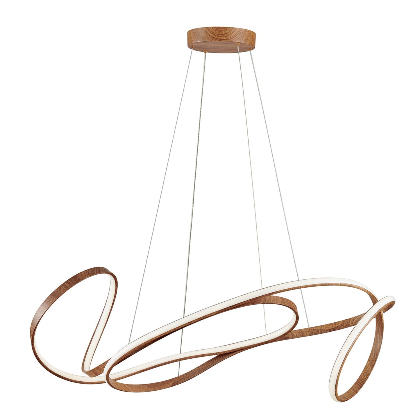 Moscow LED Chandelier - Light Wood Finish, Adjustable Hanging Length, and Dimmable LED Lighting