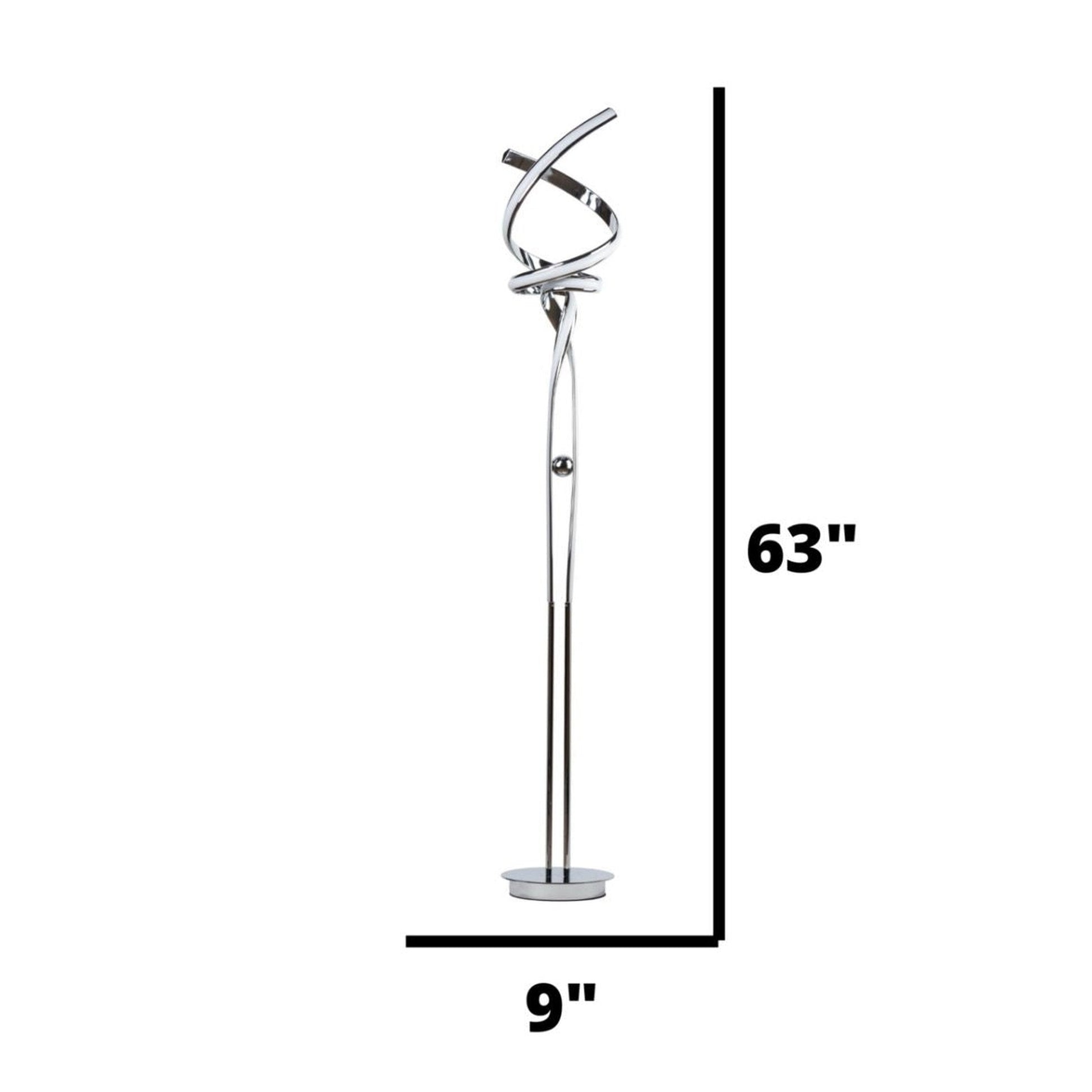 Munich LED 63" Floor Lamp - Chrome | Dimmable Modern Lighting with Foot Switch