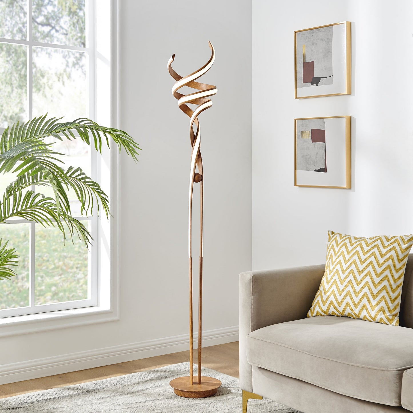 Munich LED 63" Floor Lamp - Light Wood | Dimmable Modern Lighting with Foot Switch