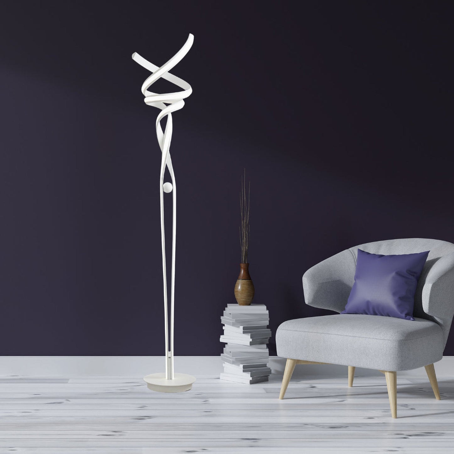 Munich LED 63" Floor Lamp - White | Dimmable Modern Lighting with Foot Switch