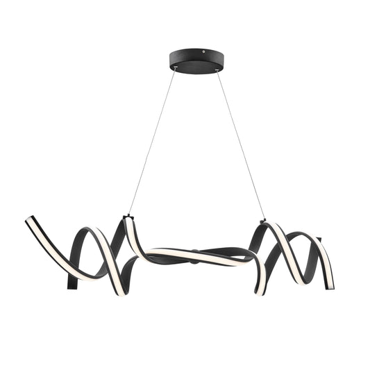 Munich LED Horizontal Chandelier - Black Finish, Adjustable Hanging Length, and Dimmable LED Lighting