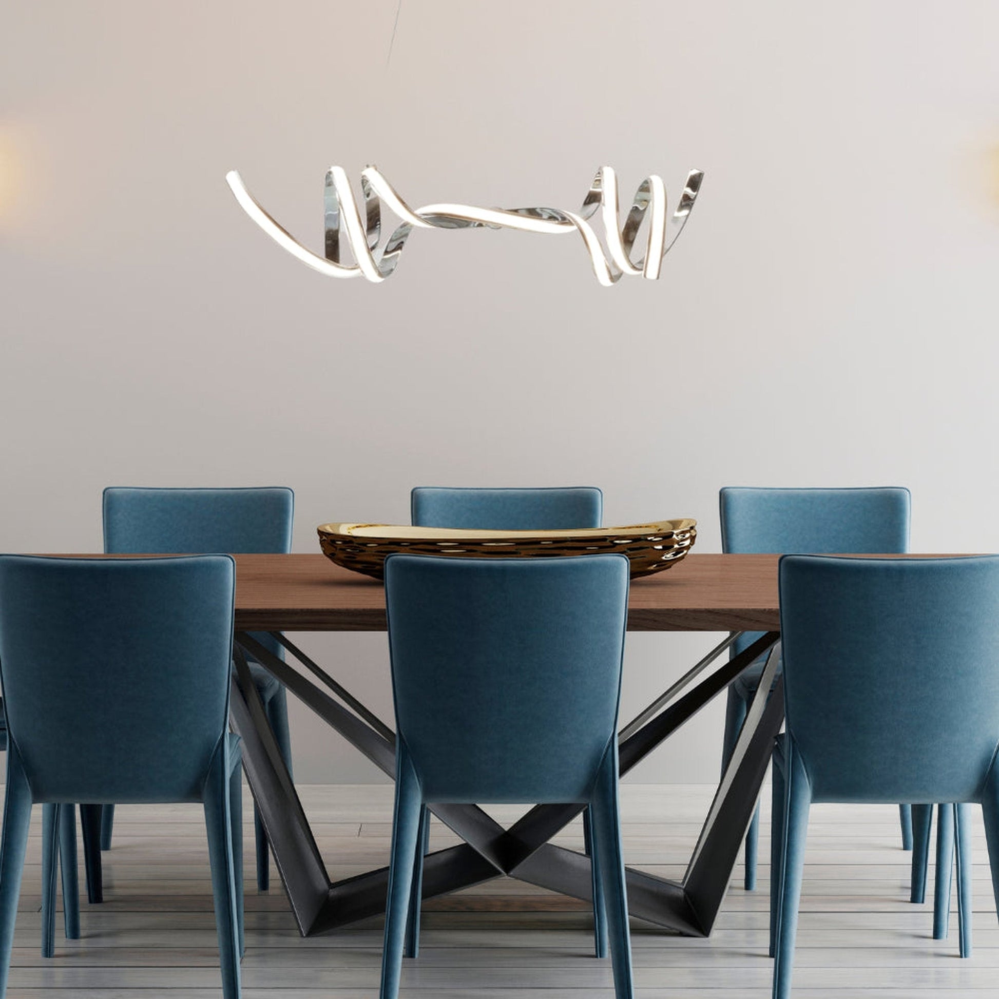 Munich LED Horizontal Chandelier - Chrome Finish, Adjustable Hanging Length, and Dimmable LED Lighting