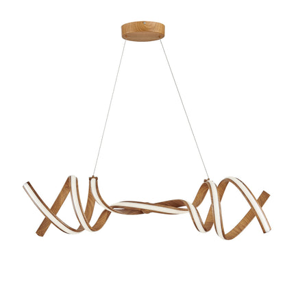 Munich LED Horizontal Chandelier - Wood Finish, Adjustable Hanging Length, and Dimmable LED Lighting