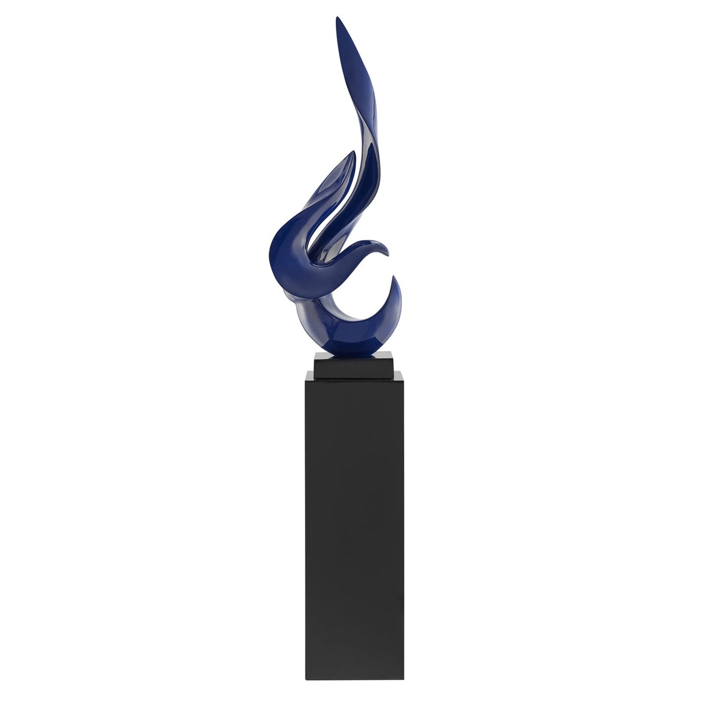 Flame 65" Tall Floor Sculpture // Blue with Black Stand