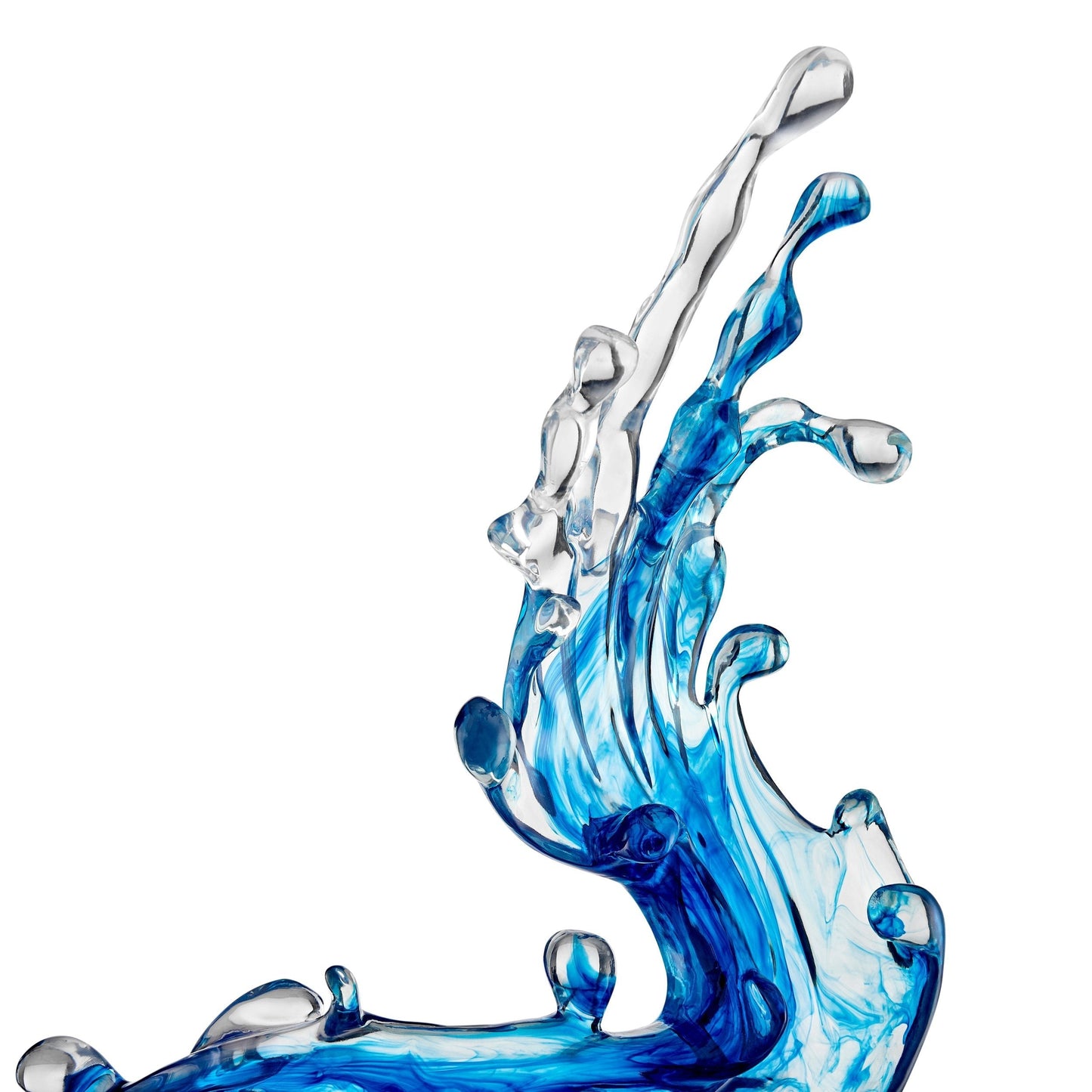 Ocean Blue Cortes Bay Wave Floor Sculpture with White Stand, 57" Tall