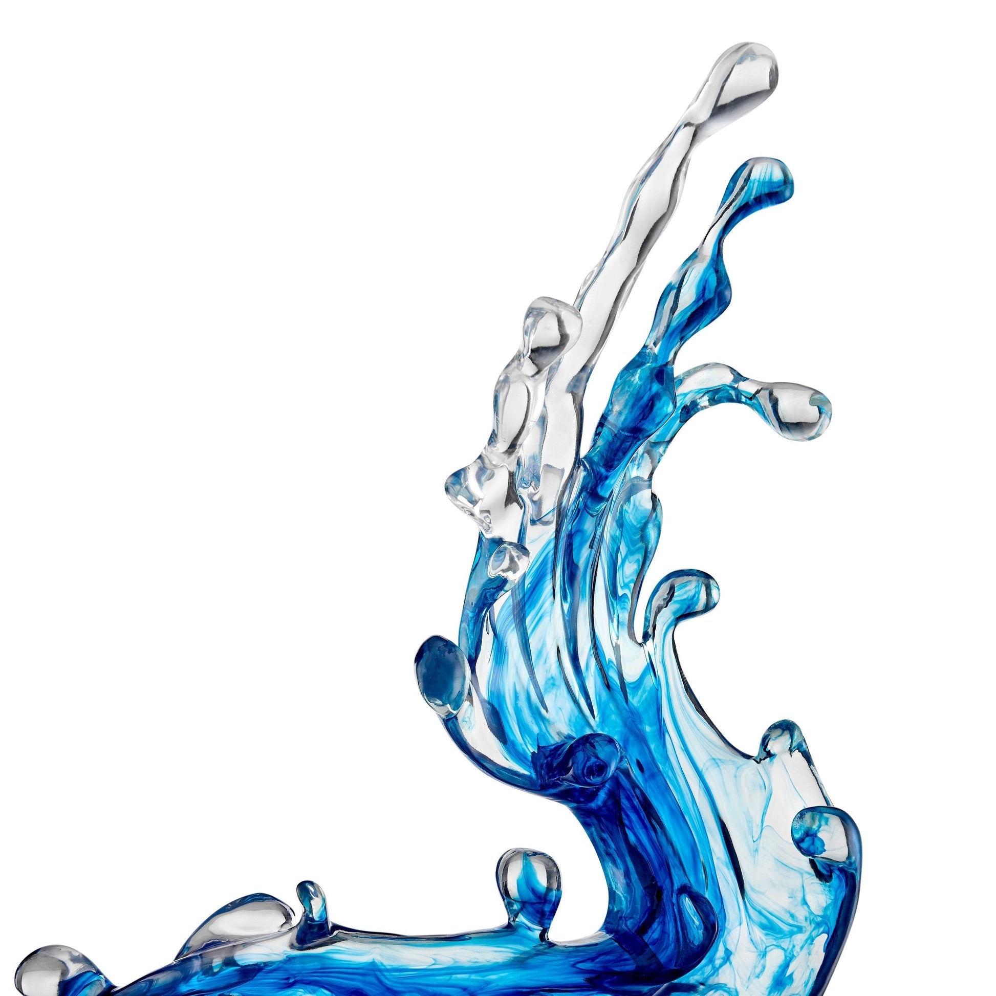 Ocean Blue Cortes Bay Wave Floor Sculpture with White Stand, 57" Tall