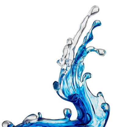 Ocean Blue Cortes Bay Wave Floor Sculpture with White Stand, 57" Tall