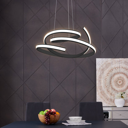 Oslo LED Adjustable Chandelier - Black Finish, Dimmable LED Lighting, and Adjustable Hanging Length