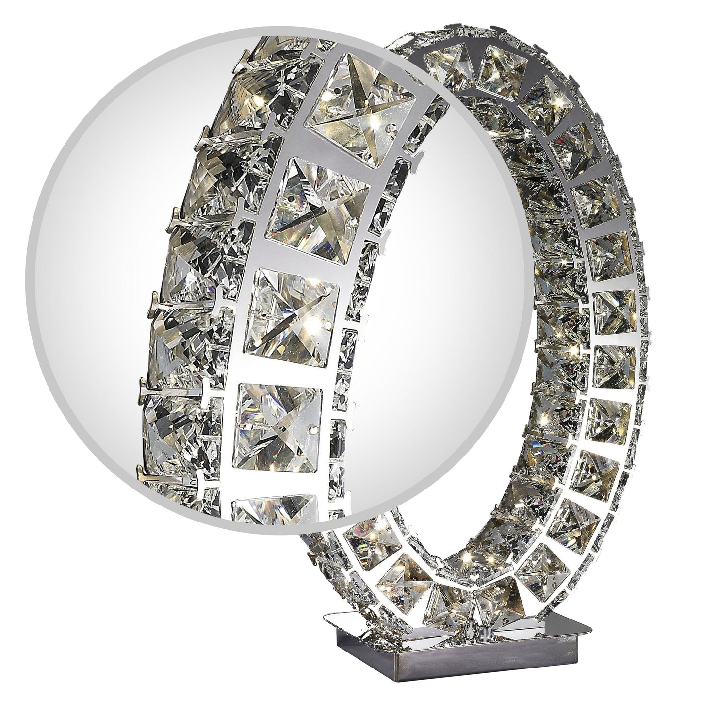 Oval Crystal Extravaganza 17.5" Table Lamp | Dimmable LED Strip with High-End Crystals