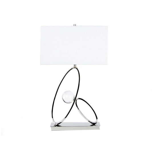 Ovals in Crystal Table Lamp - 1 Light | Elegant Lamp with White Linen Shade