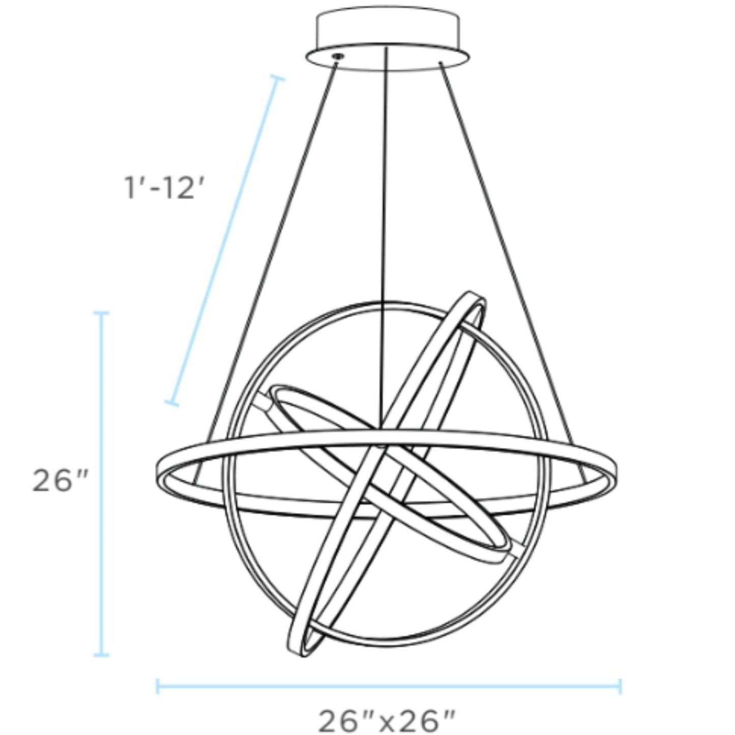 Oxford LED Adjustable Chandelier - Black Finish, Dimmable LED Lighting, and Adjustable Hanging Length