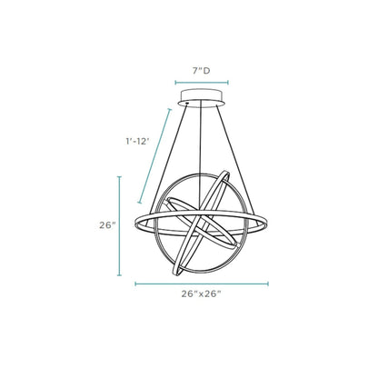 Oxford LED Adjustable Chandelier - Chrome Finish, Dimmable LED Lighting, and Adjustable Hanging Length