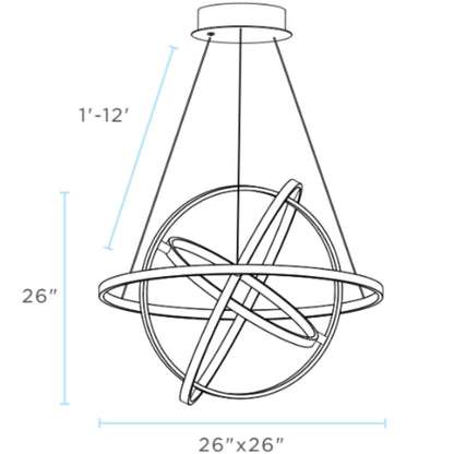 Oxford LED Adjustable Chandelier - Sandy Gold Finish, Dimmable LED Lighting, and Adjustable Hanging Length