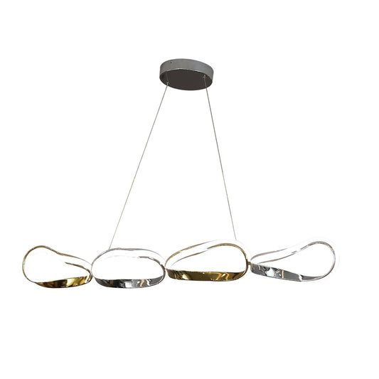 Prague Horizontal Chandelier - Gold & Chrome, 4-Link Modern LED Chandelier with Dimmable Lighting