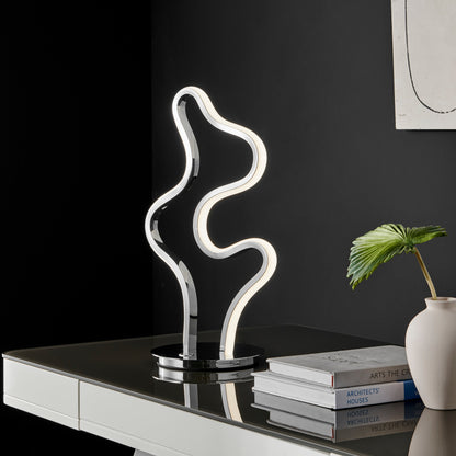 Romney Table Lamp - Chrome | Abstract Design with 3-Way Touch Control and Dimmable LED Lighting