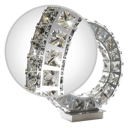 Round Crystal Extravaganza 11" Table Lamp | Dimmable LED Strip with High-End Crystals