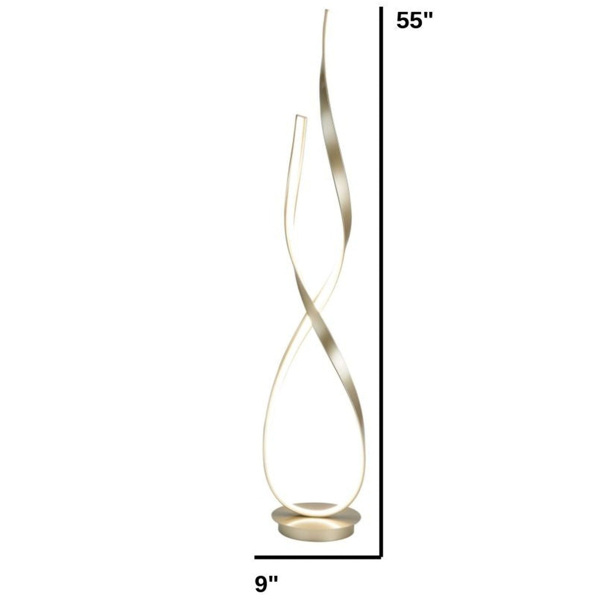 Sandy Gold Vienna LED 55" Tall Floor Lamp | Dimmable Modern Lighting with Futuristic Design