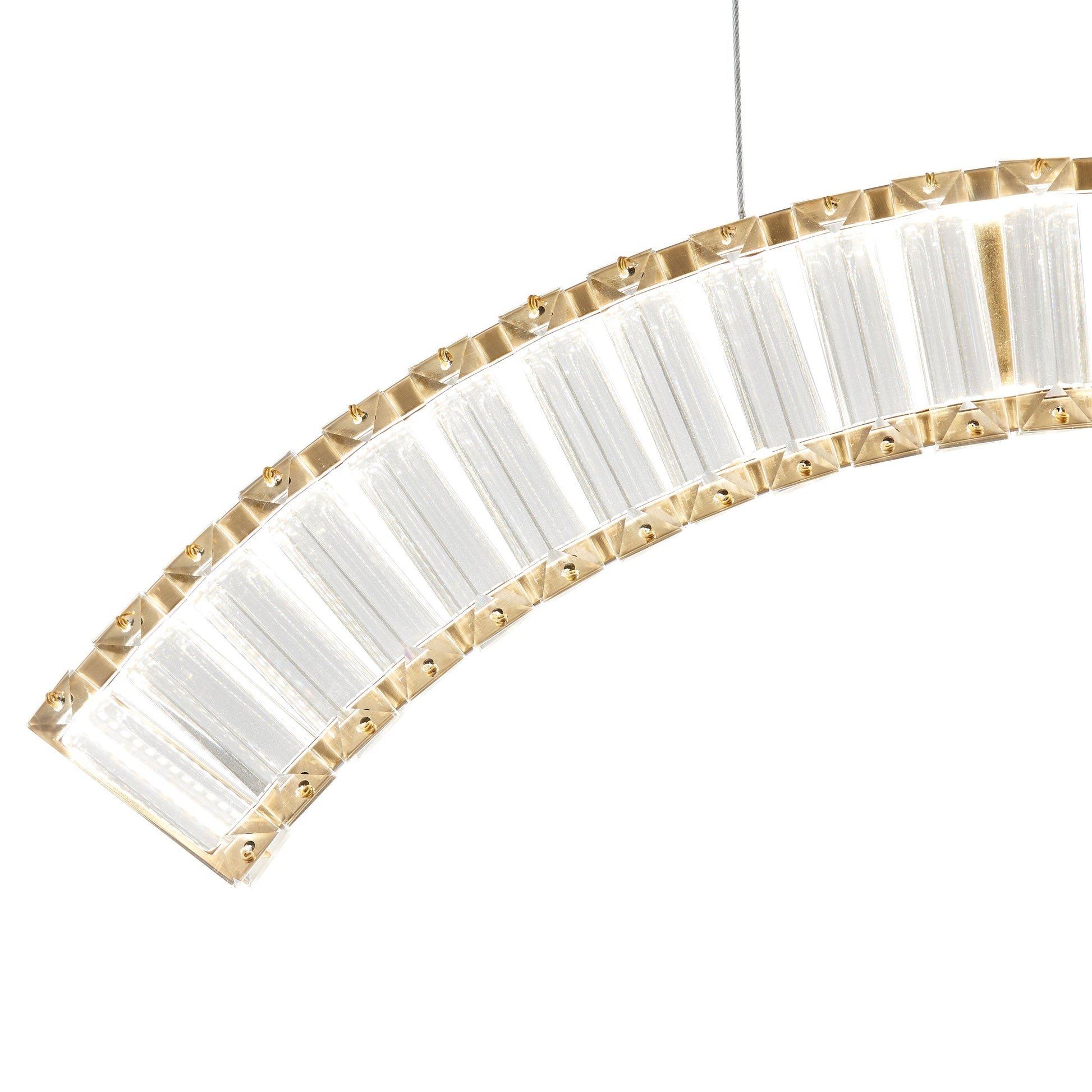 Sanford Brushed Gold 3-Light LED Crystal Chandelier - Adjustable CCT Lighting with Arc Design