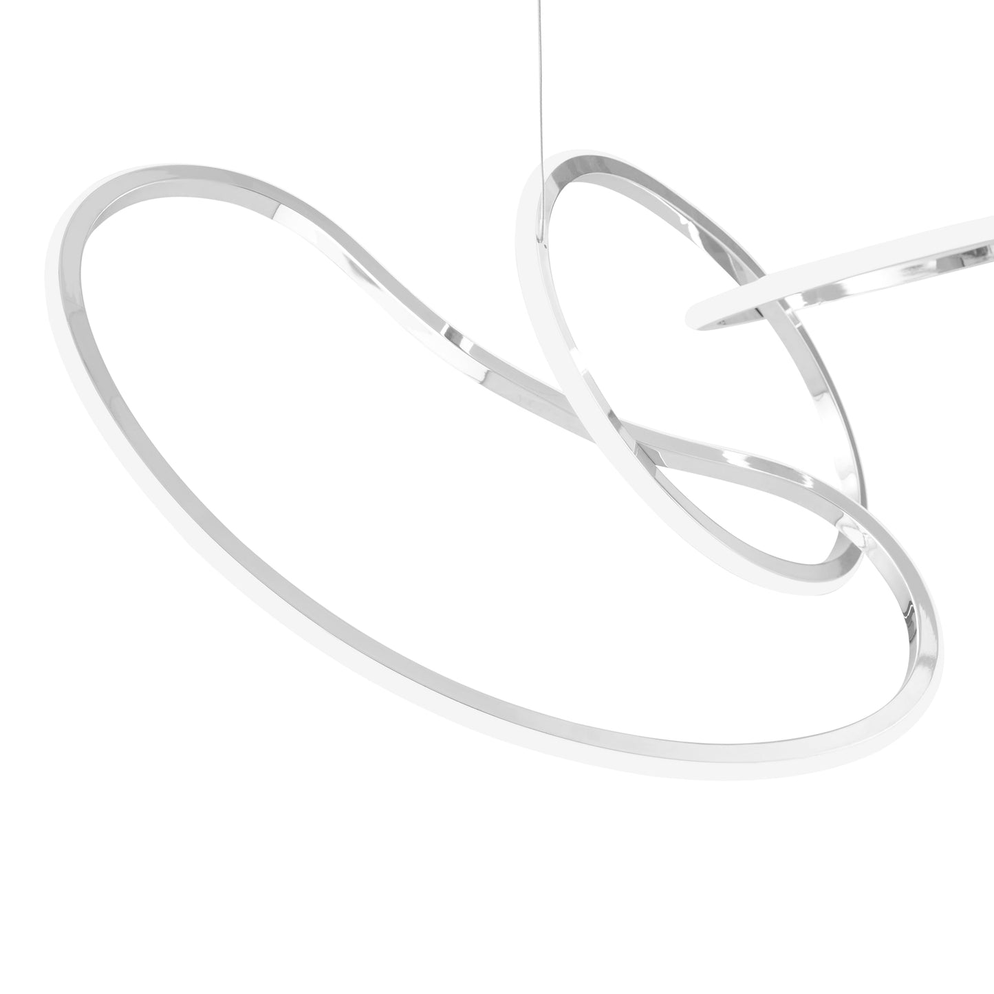 Seoul LED 5 Hoops Rectangular Chandelier - Chrome Finish, Adjustable Hanging Length, and Dimmable LED Lighting