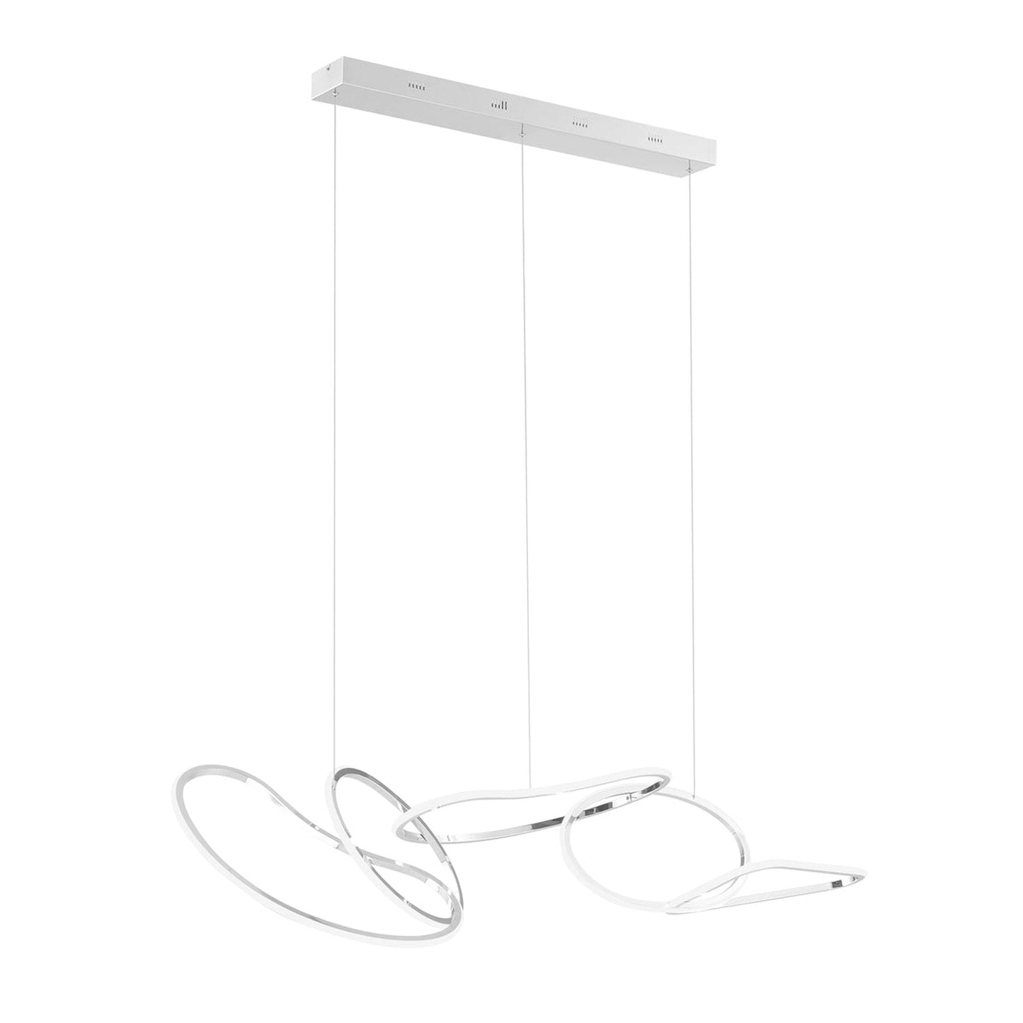 Seoul LED 5 Hoops Rectangular Chandelier - Chrome Finish, Adjustable Hanging Length, and Dimmable LED Lighting