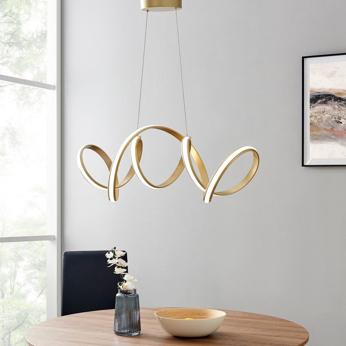 Seville LED Horizontal Chandelier - Gold Finish, Adjustable Hanging Length, and Dimmable LED Lighting