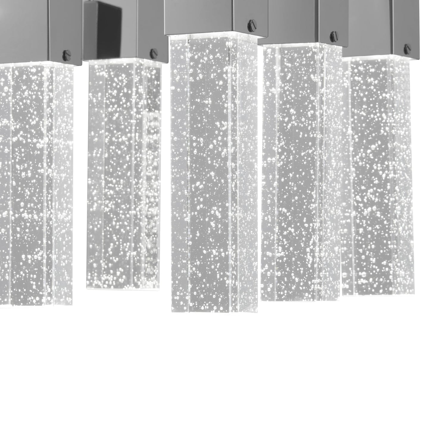 Short Crystal Sparkling Night 15-Light Chandelier - Adjustable Crystal Pendants with Chrome Finish