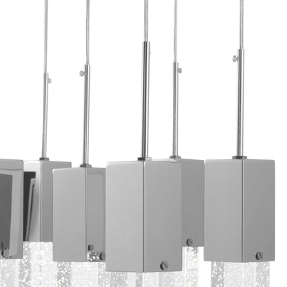 Short Crystal Sparkling Night 15-Light Chandelier - Adjustable Crystal Pendants with Chrome Finish