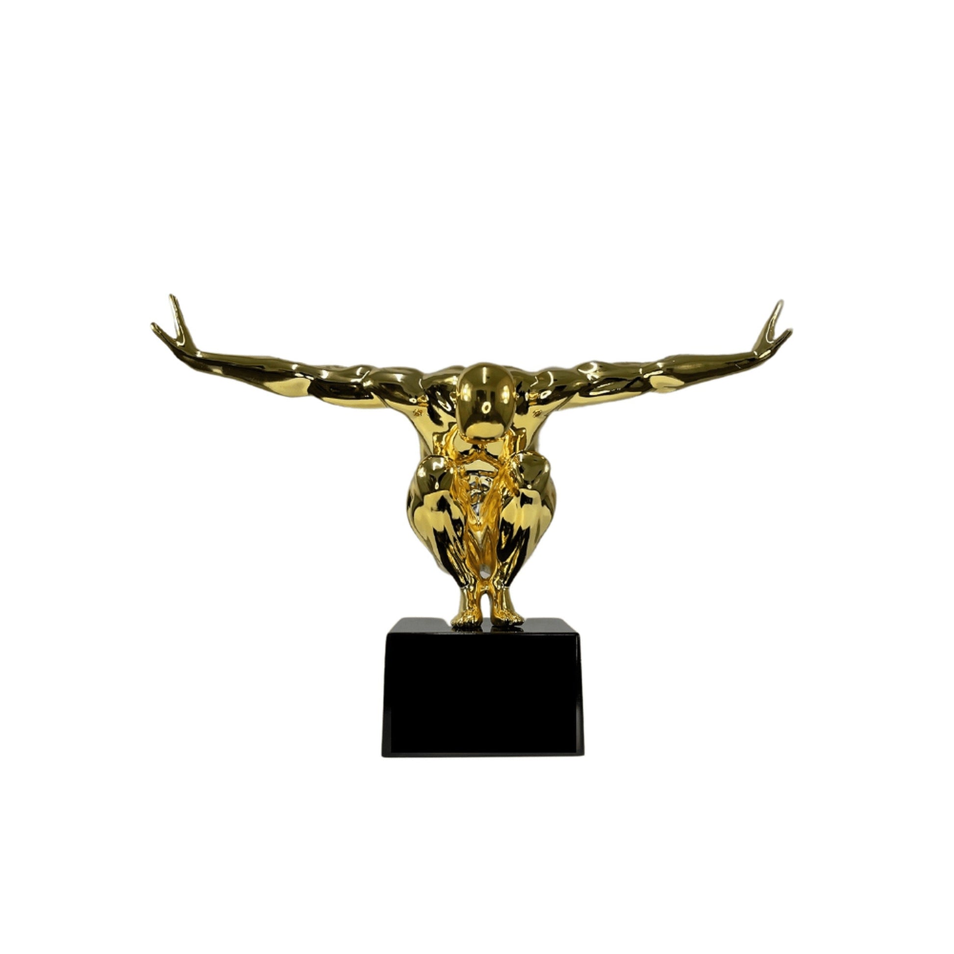 Small Saluting Man Resin Sculpture 17" Wide x 10.5" Tall // Gold Plated