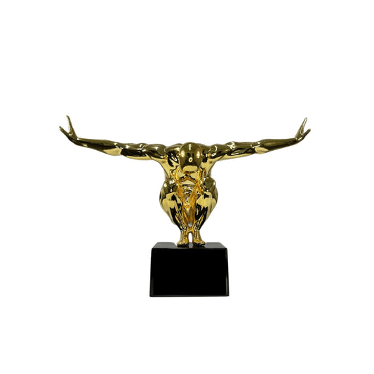 Small Saluting Man Resin Sculpture 17" Wide x 10.5" Tall // Gold Plated