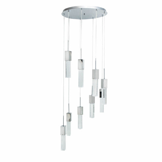 Sparkling Night 9-Light LED Spiral Chandelier - Adjustable Crystal Blocks with Cascade Design