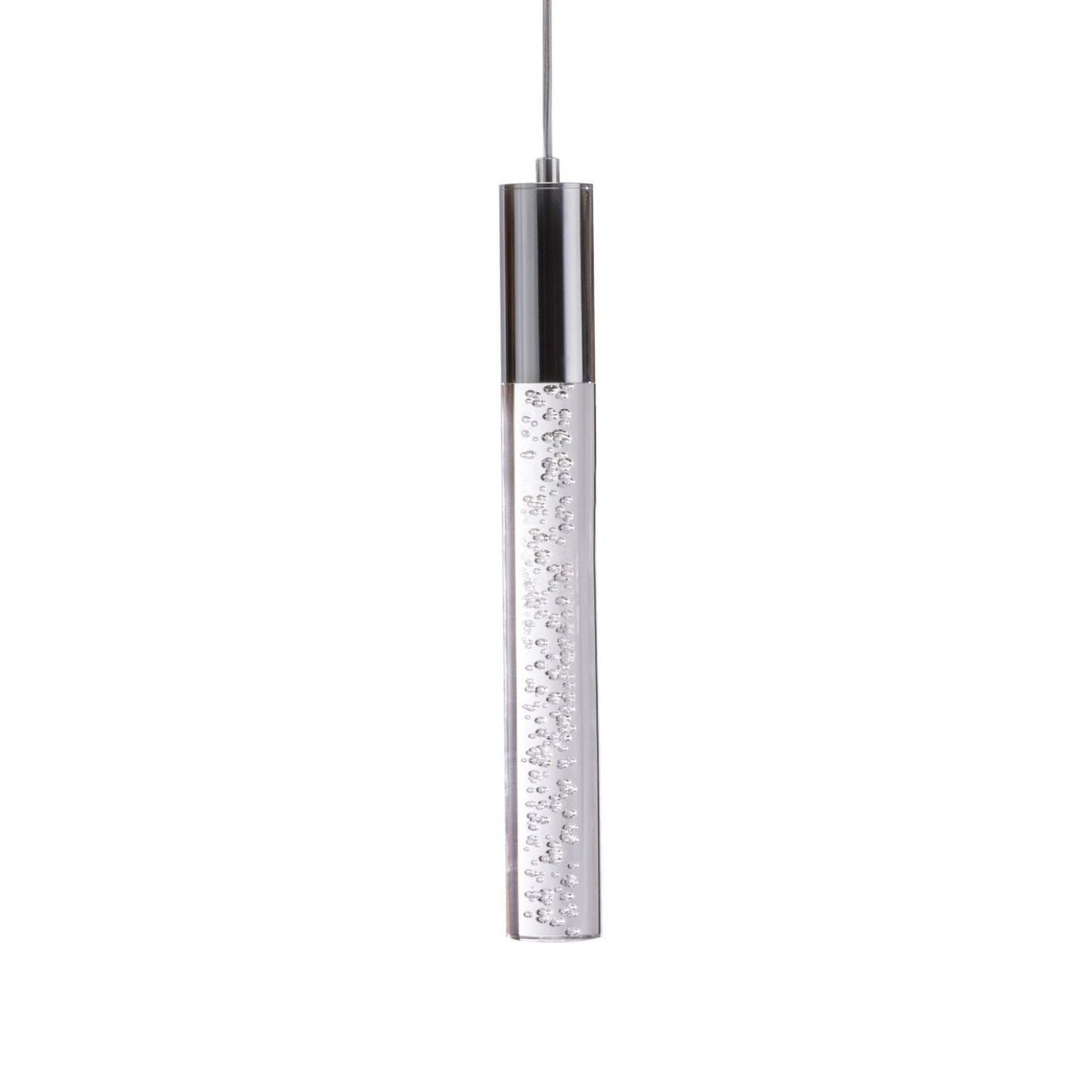 Sparkling Night Cylinder 1-Light Chandelier - Adjustable Acrylic Pendant with Bubble Design