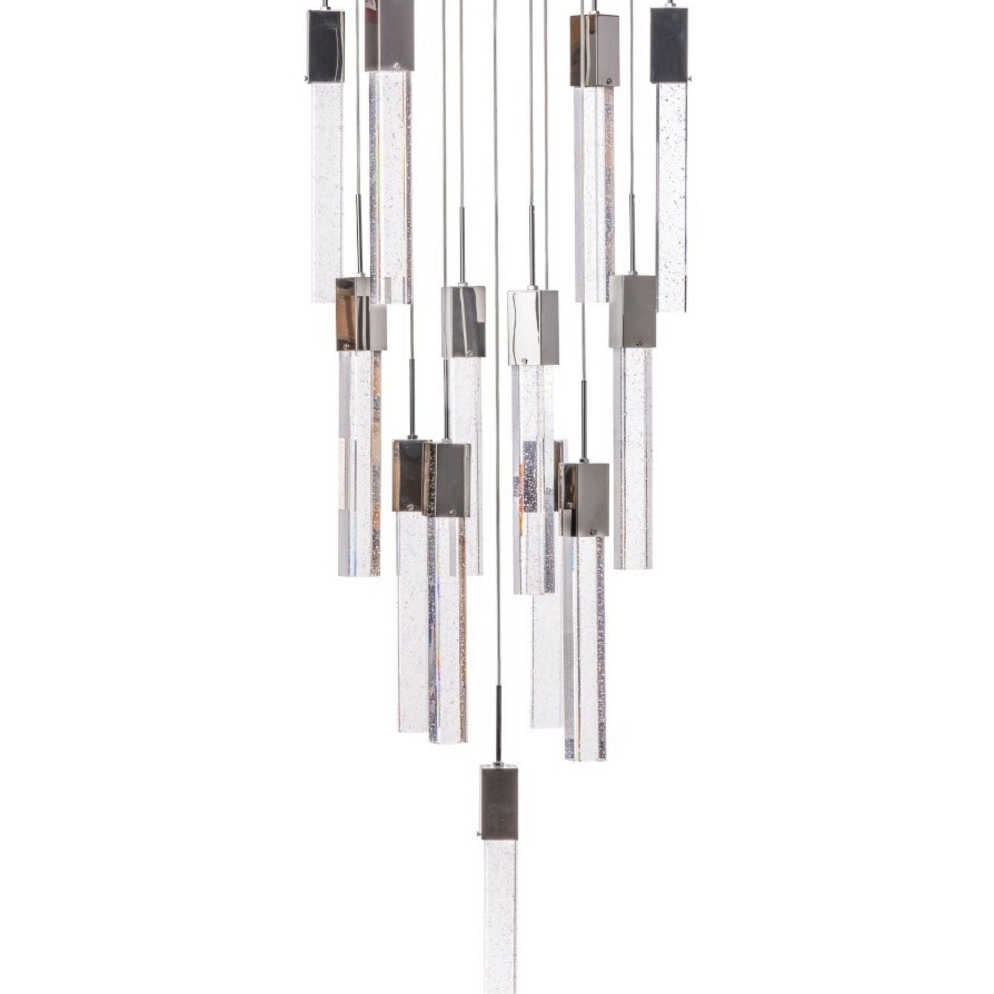 Sparkling Night Cylinder 13-Light Chandelier - Adjustable Acrylic Pendants with Bubble Design