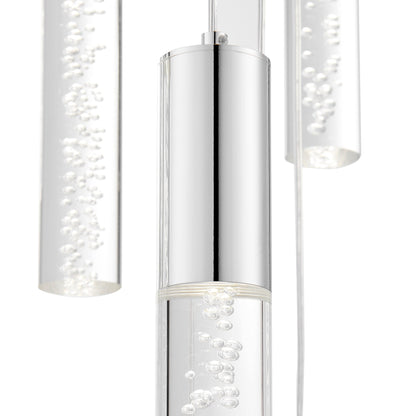 Sparkling Night Cylinder 13-Light Chandelier - Adjustable Acrylic Pendants with Bubble Design